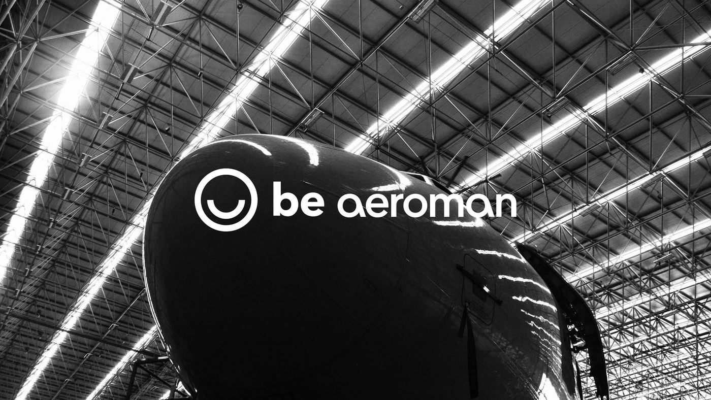 The be aeroman lockup over an aircraft in the hangar