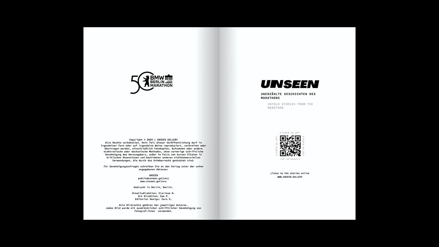 The book's opening spread with the 50 years lockup and UNSEEN title page