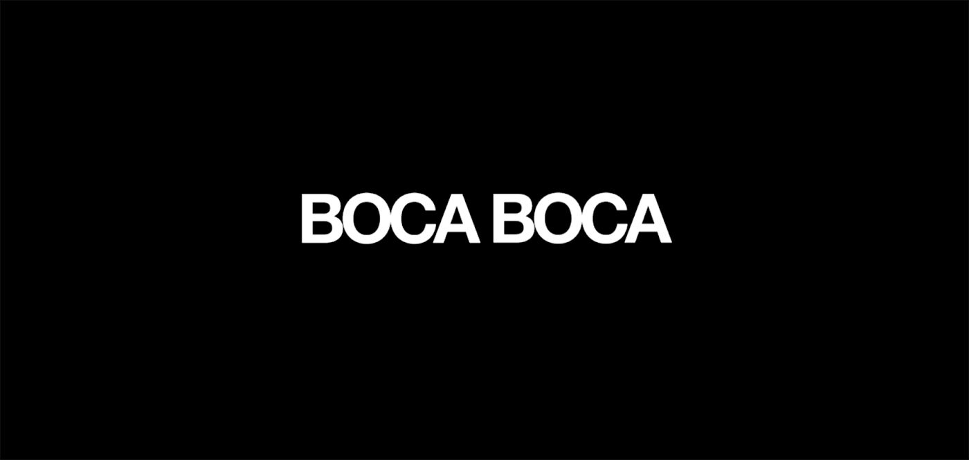 The BOCA BOCA wordmark in white on black