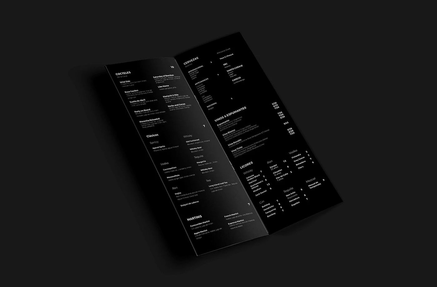 A folded black BOCA BOCA menu
