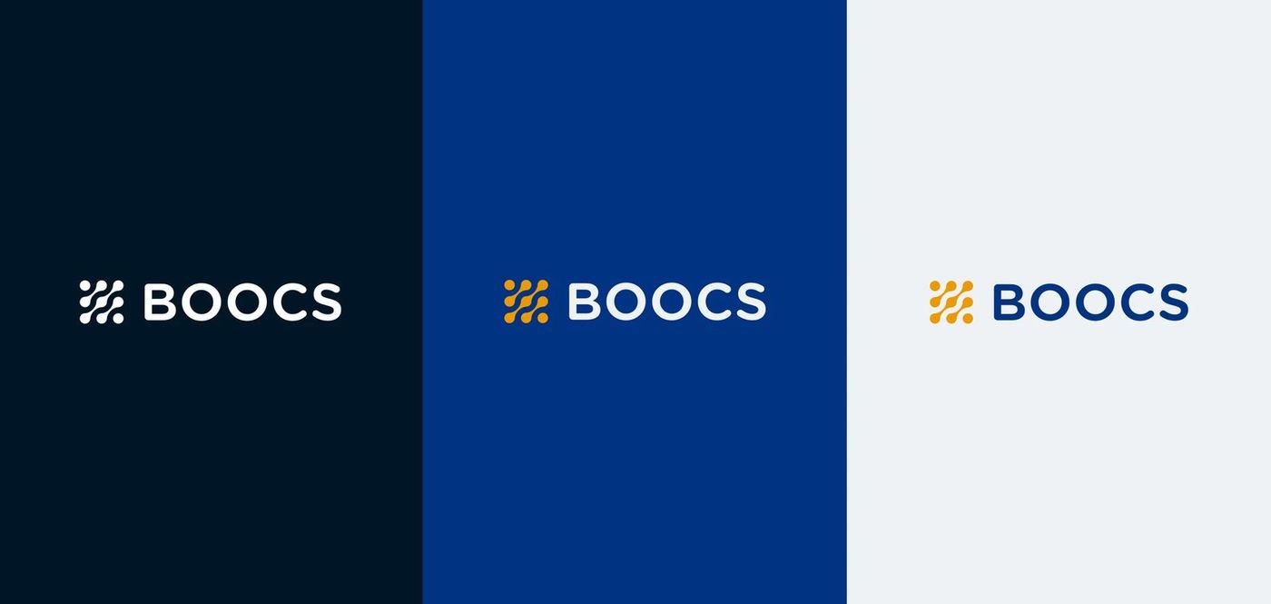 The BOOCS logo on navy, blue and white