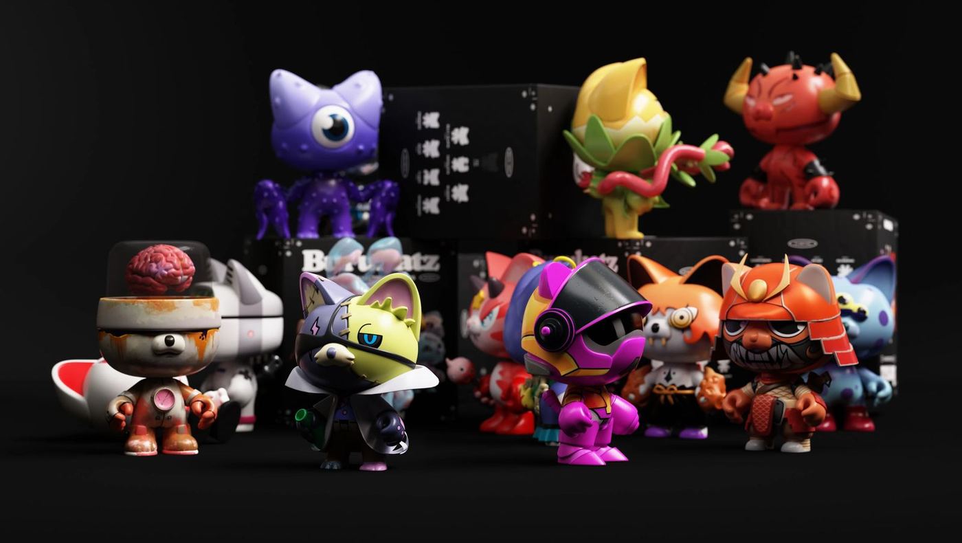 The full Burukatz collection grouped in front of their boxes