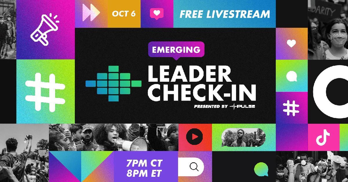 Emerging Leader Check-In announcement — Oct 6, free livestream, 7PM CT / 8PM ET