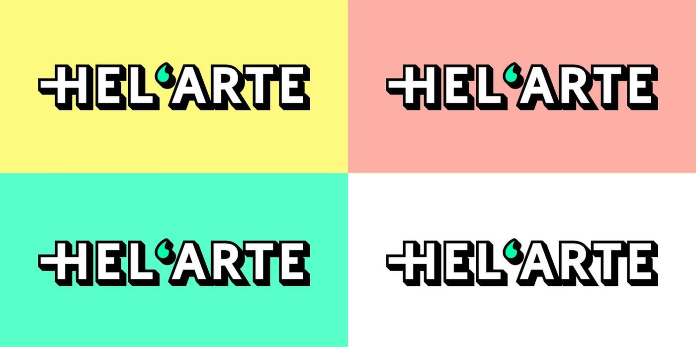 A refreshed Hel'arte wordmark and a dimensional H monogram, set across a brighter palette.