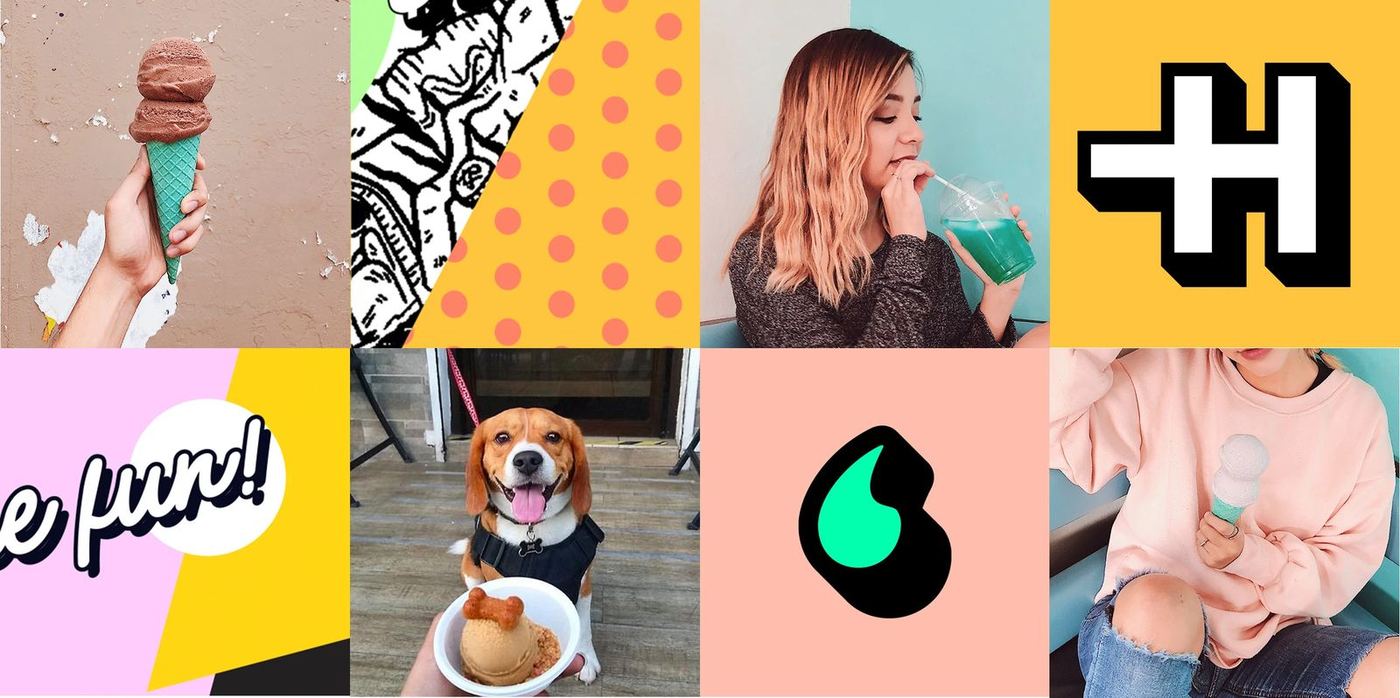 Hel'arte social grid mixing photos, patterns and the monogram