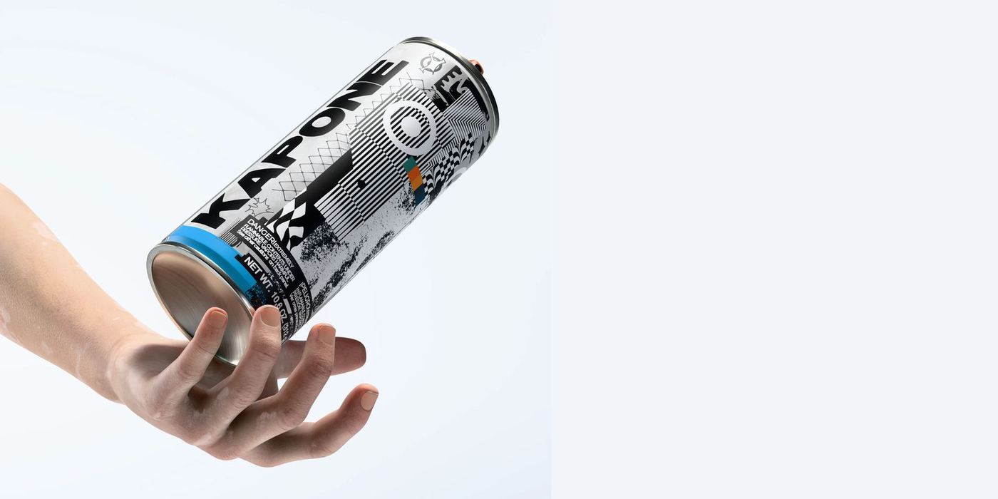 A hand catching a Kapone aerosol can
