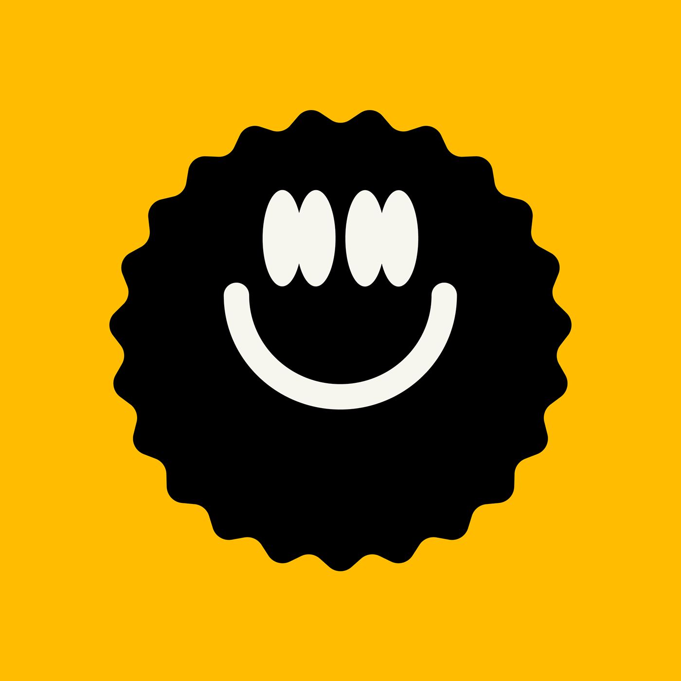 The black Sorbitos smile badge on yellow