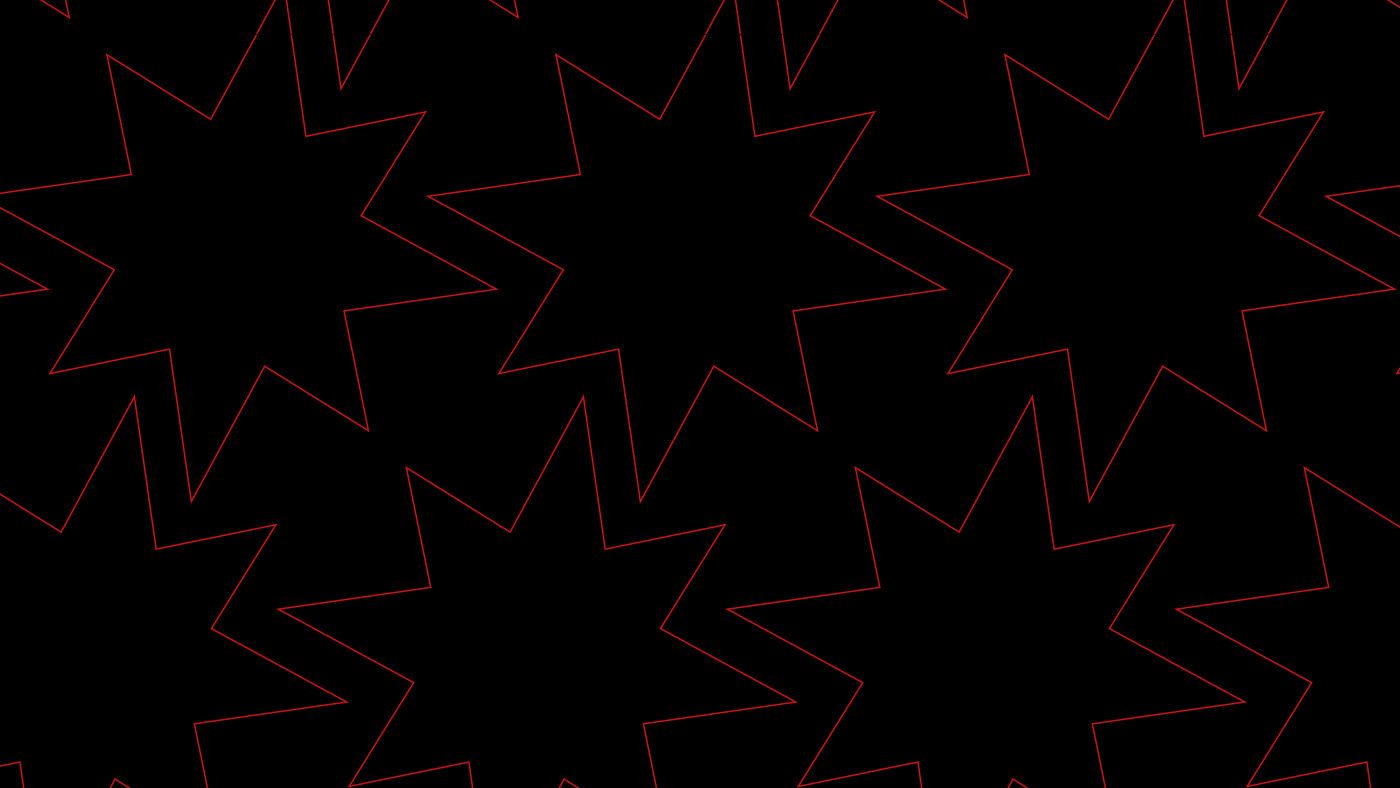 Revoluciones star outline pattern in red on black
