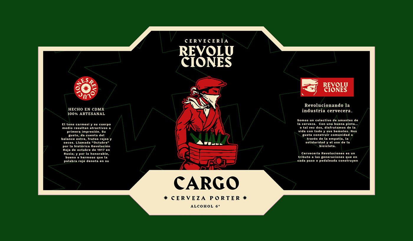 The Cargo cerveza porter label in black and red