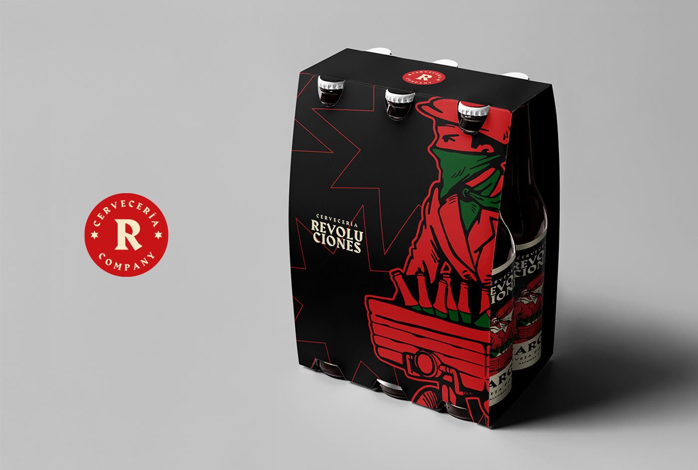 A Revoluciones six-pack carrier with the masked cyclist