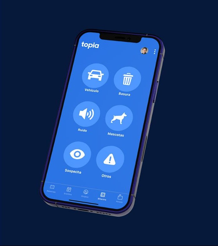 Topia control screens: one-tap community reports