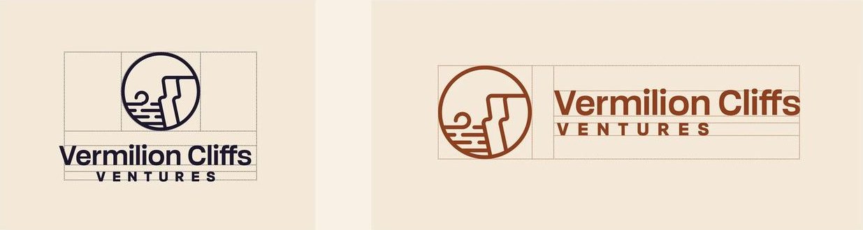 Vermilion Cliffs vertical and horizontal logo lockups on construction grids