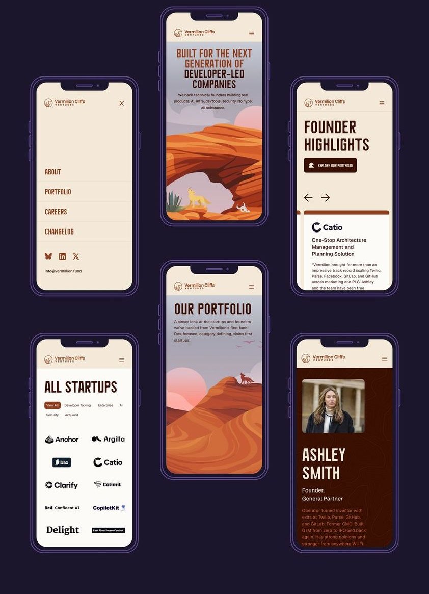 Vermilion Cliffs website on three phones